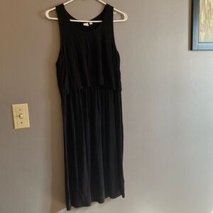 GAP Maternity Nursing Black Scoop Neck Sleeveless Midi Dress